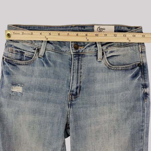 Cosmic Blue Love Distressed Light Wash Woman Skinny Jeans 28 - Picture 4 of 8